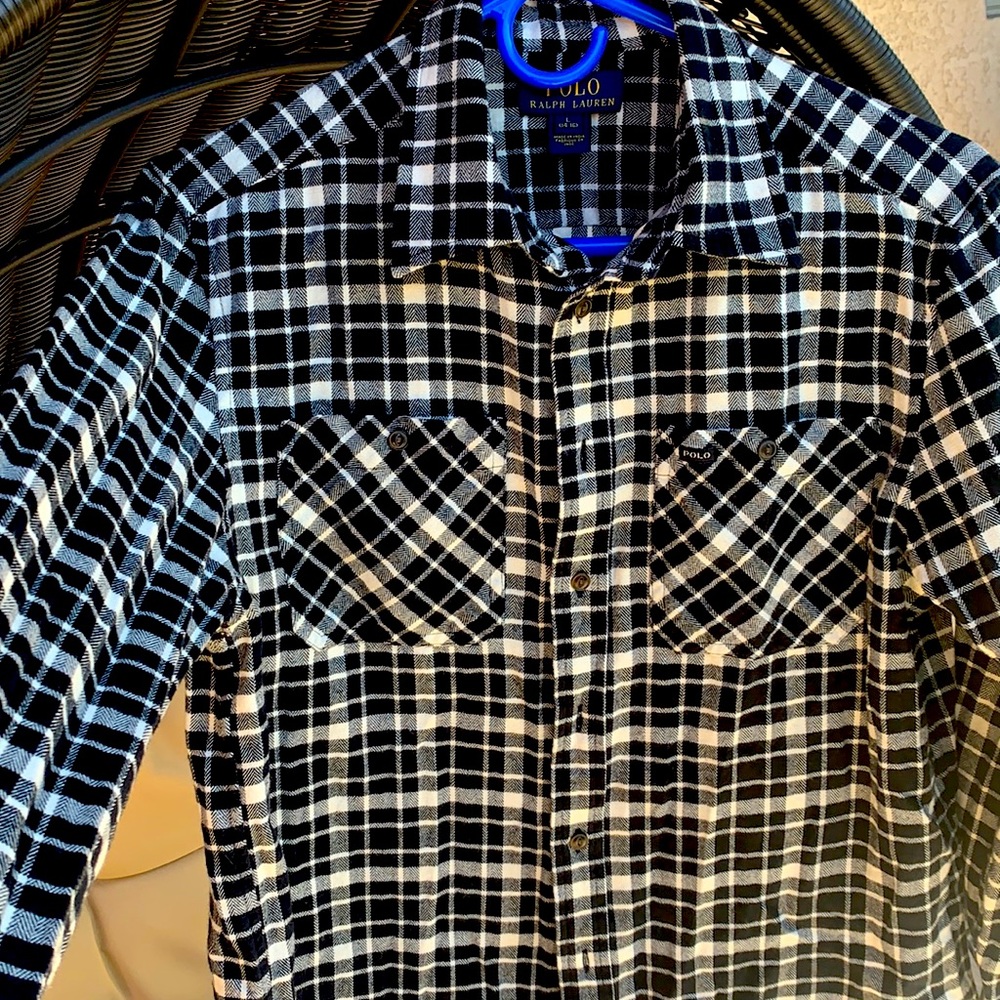 Kids polo flannel button down shirt